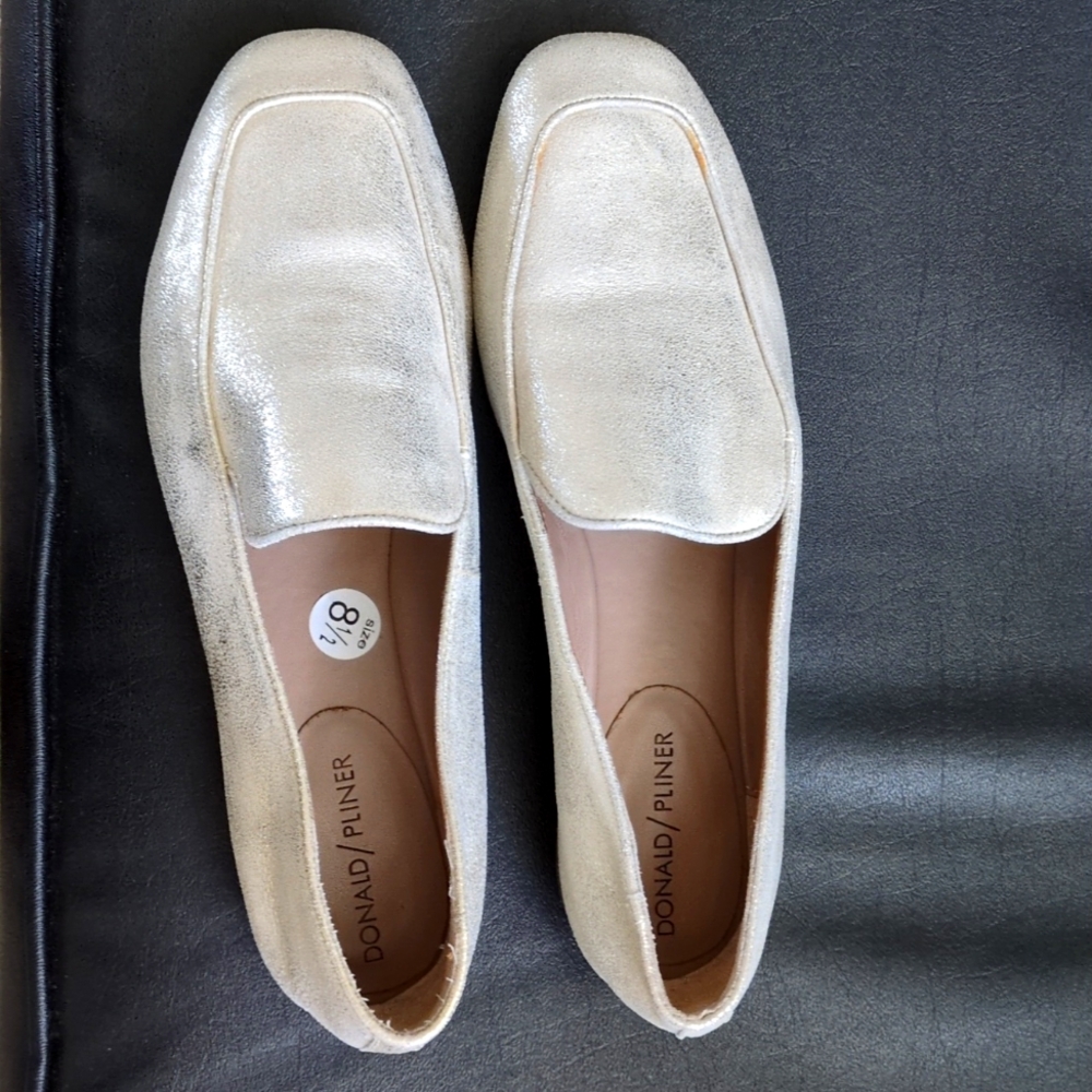 Donald J Pliner Metallic Leather Loafers 8.5